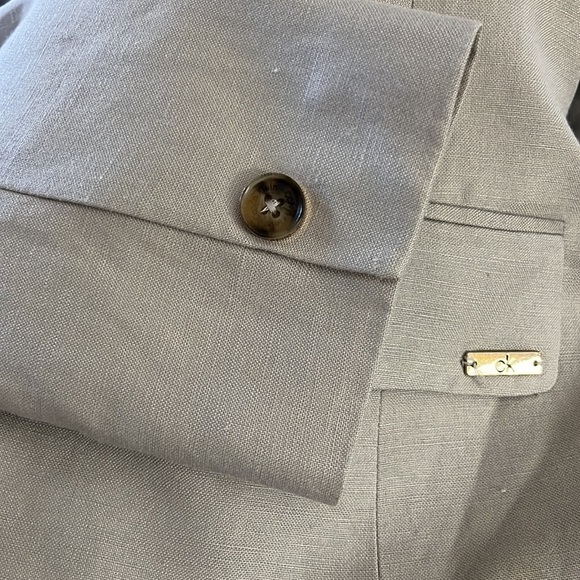 Calvin Klein Blazer 4  Jacket Open Front Linen  Rayon Light Pocket Front Gray - Picture 5 of 9